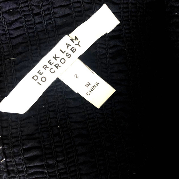 Derek Lam 10 Crosby NEW Sample Piece Navy Silver Metallic Smocked Ruffle… - Picture 7 of 9